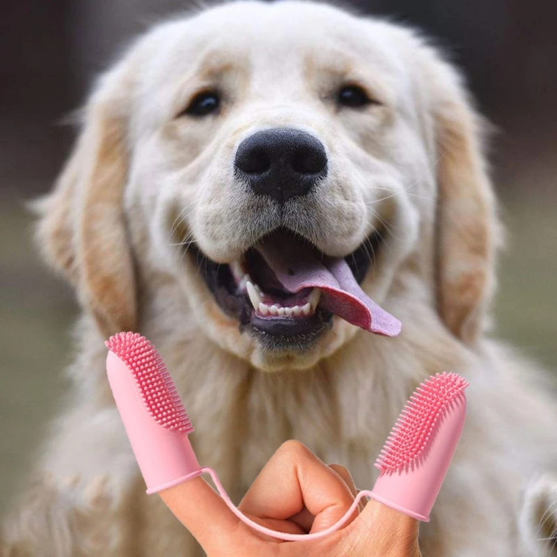 

Dog Toothbrush for Teeth Cleaning Finger Brush with Bristles 2-Finger Design Dropship