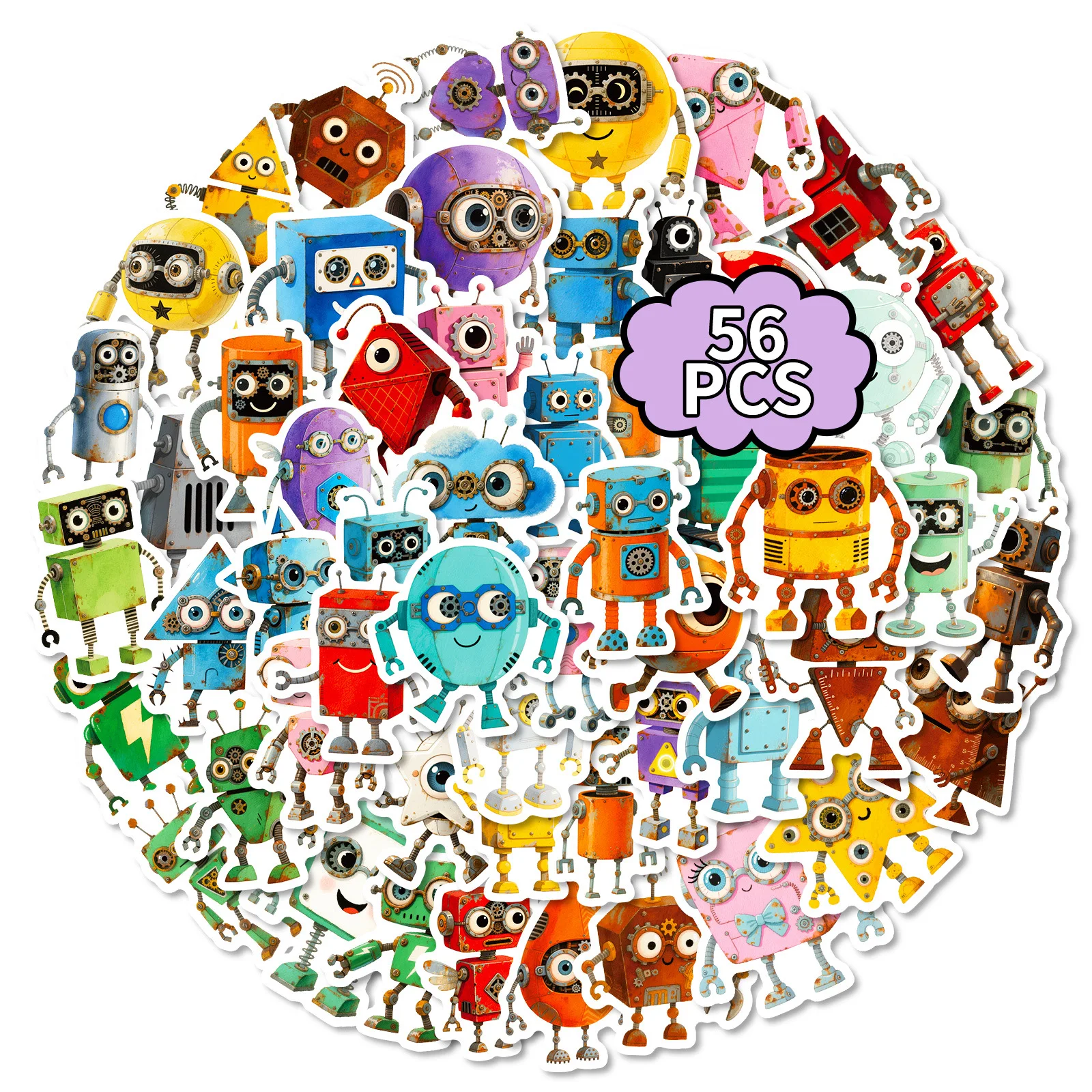 56/112PCS Cartoon Robot Graffiti Stickers Leuke Q-versie DIY Decoratieve Notebook Briefpapier Doos Beloningsstickers