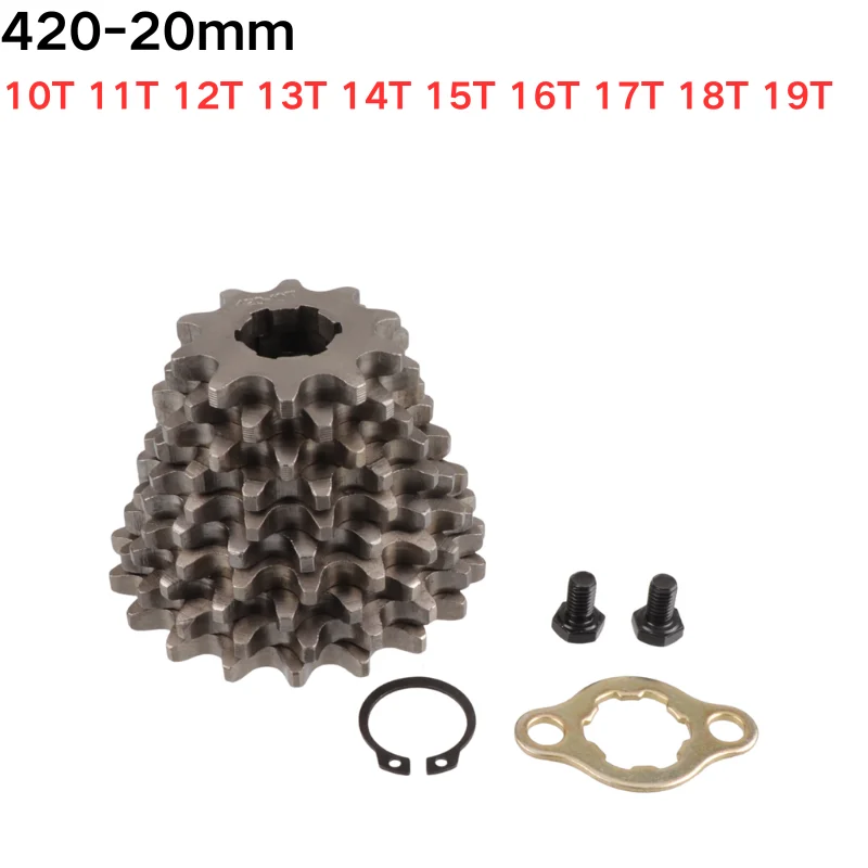 420 # Piñón delantero de motor de 20 mm con 10, 11, 12, 13, 14, 15, 16, 17, 18, 19 dientes para motocicletas de 50-125 cc, motos de cross, ATV, karts, quads y ciclomotores.