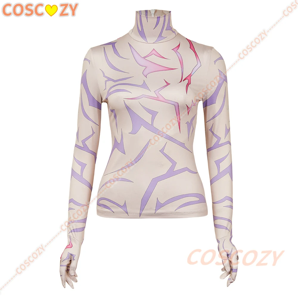 

Руми Зои Косплей Рубашка с принтом татуировки и перчатками Костюм Демон Мультфильм ТВ Охотники Косплей Хэллоуин Костюм для вечеринки для женщин и девочек