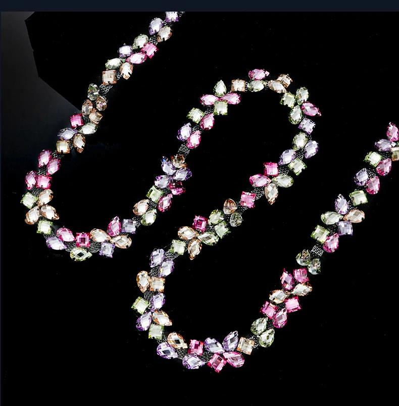 10 Yards Strass-Kette Kristall-Diamant-Accessoire DIY Bastelbedarf Geschenk Hochzeitsfeier Dekoration Strass-Band Nähzubehör – Detail 5