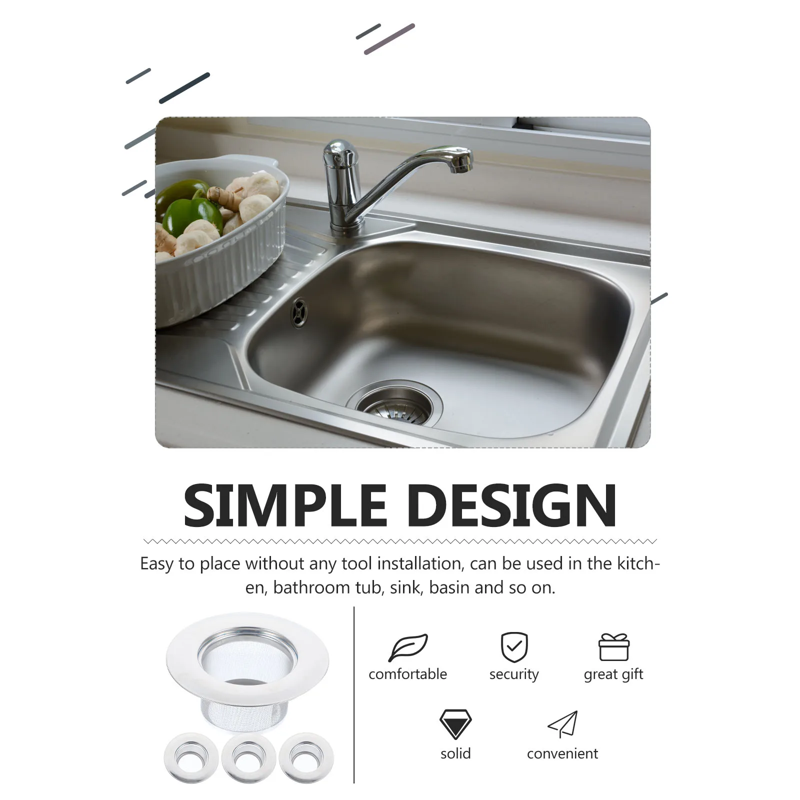 

4Pcs Stainless Steel Sink Strainers High Density Fine Mesh Kitchen Drain Hair Catcher Sink Drain Basket Food Garbage Filter