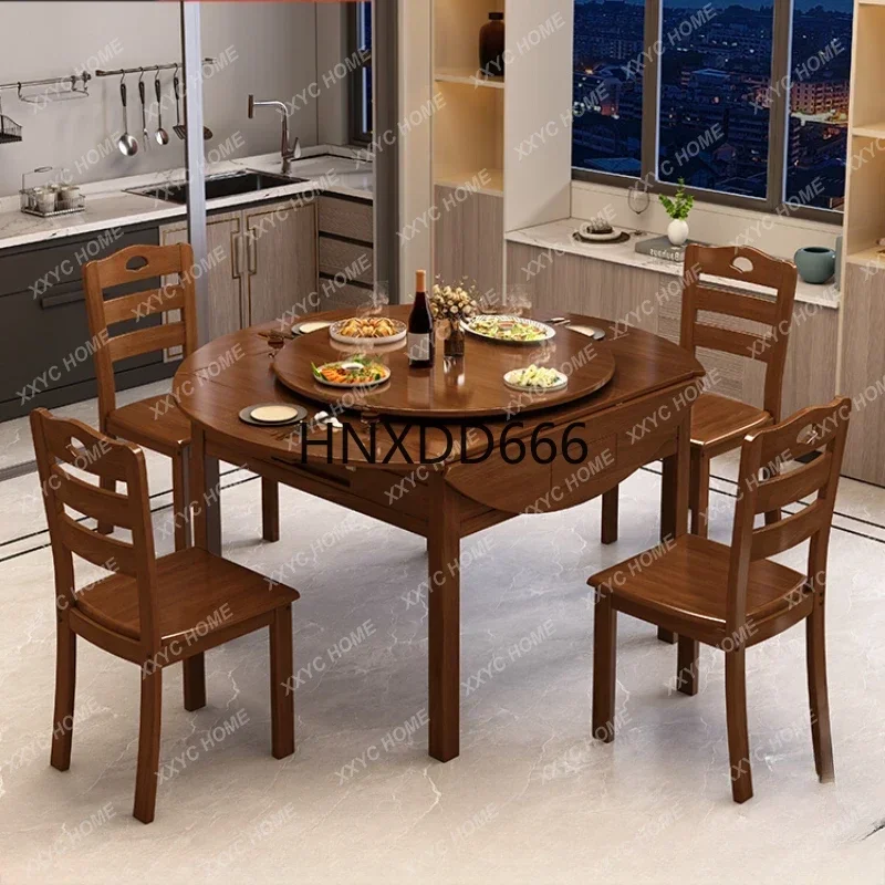 Dual-Use Multifunctional Solid Wood Foldable round Table Electric Mahjong Machine Automatic Household