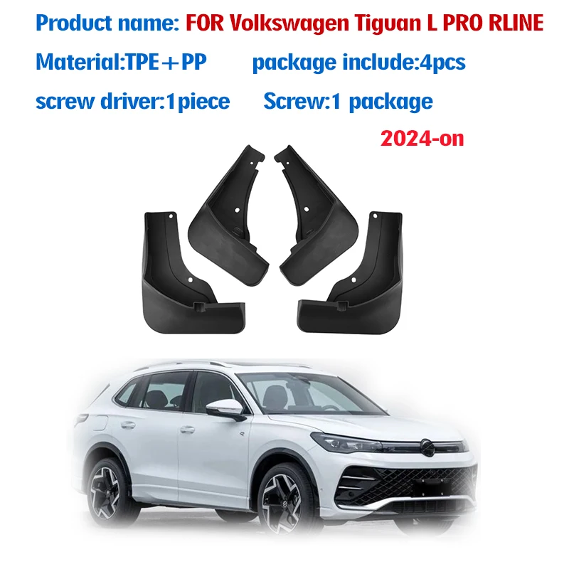 2024 2025 Front Rear 4pcs FOR  Volkswagen VW Tiguan Pro Rline Mudguard Fender Mud Flaps Guard Splash Muddflaps Car Accessories