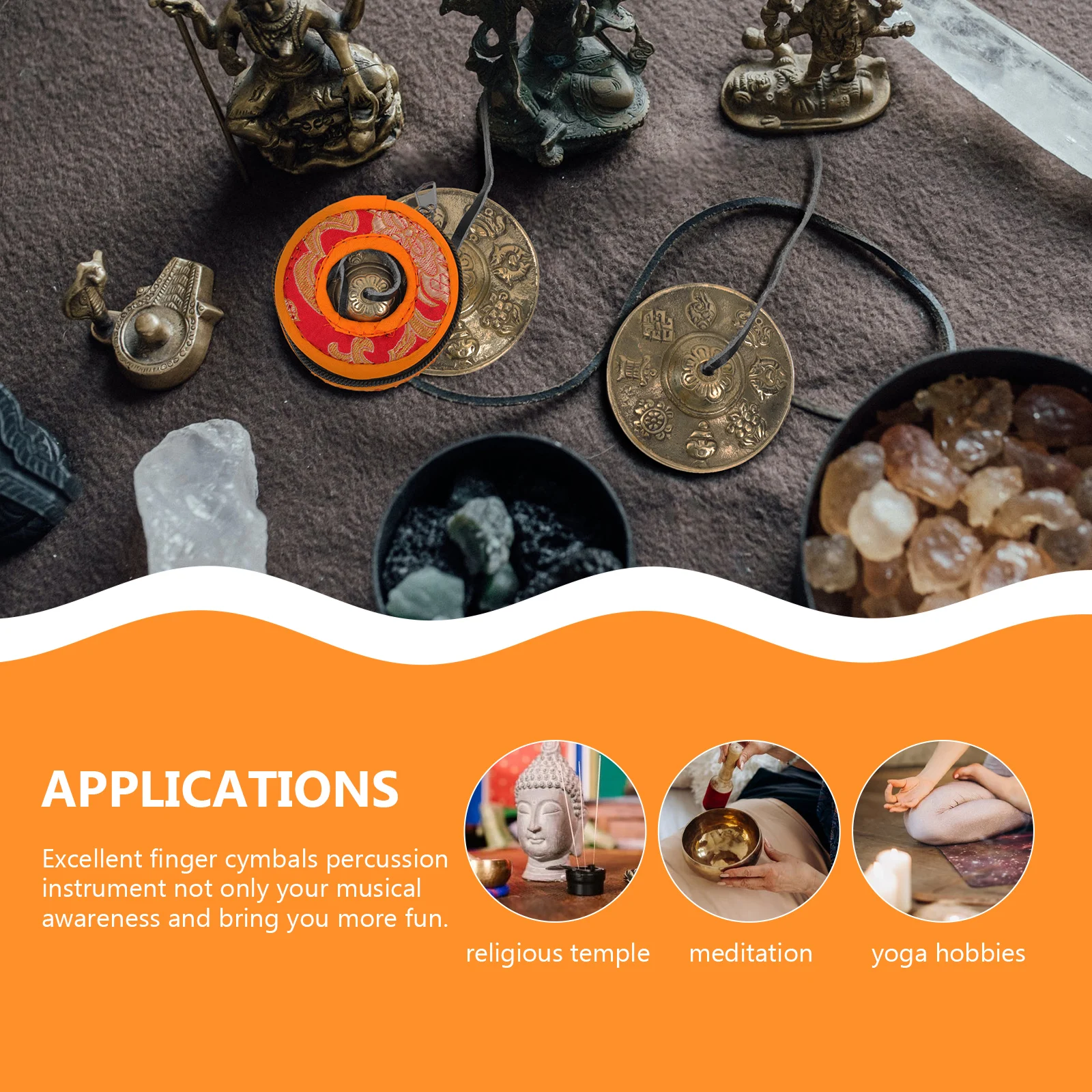 Toque el campana, pequeños platillos de cobre, suministro de campanas decorativas de mano, instrumentos musicales, instrumentos de percusión, baño de sonido para Yoga