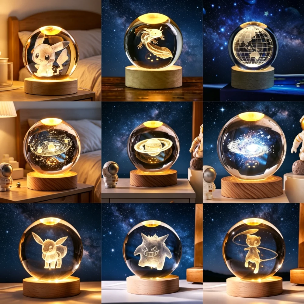 Lámpara de Cristal 3D con Luz