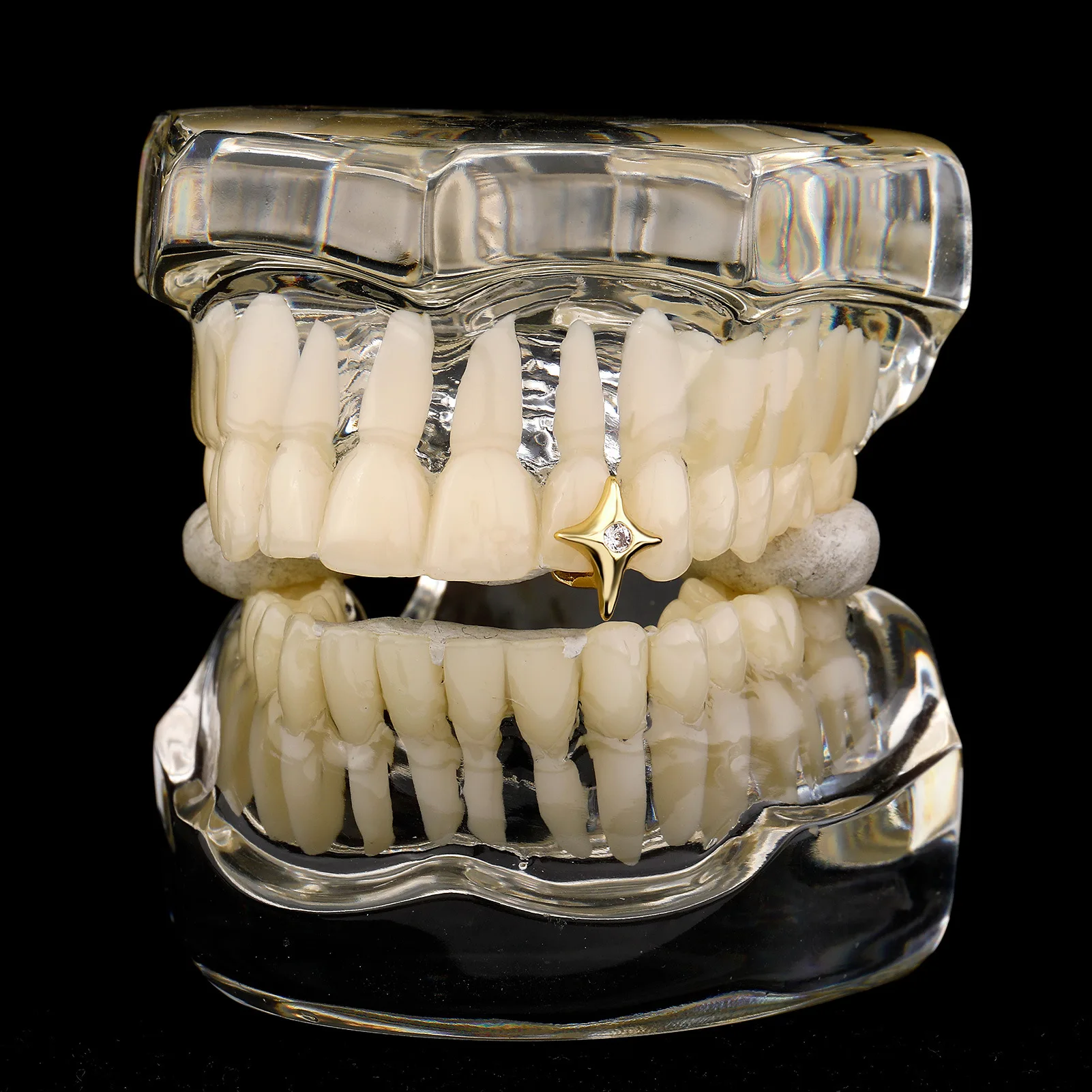 Única estrela linha gelada para fora micro pave completo cz dentes grillz superior & inferior charme grills para homens mulheres hip hop charme jóias