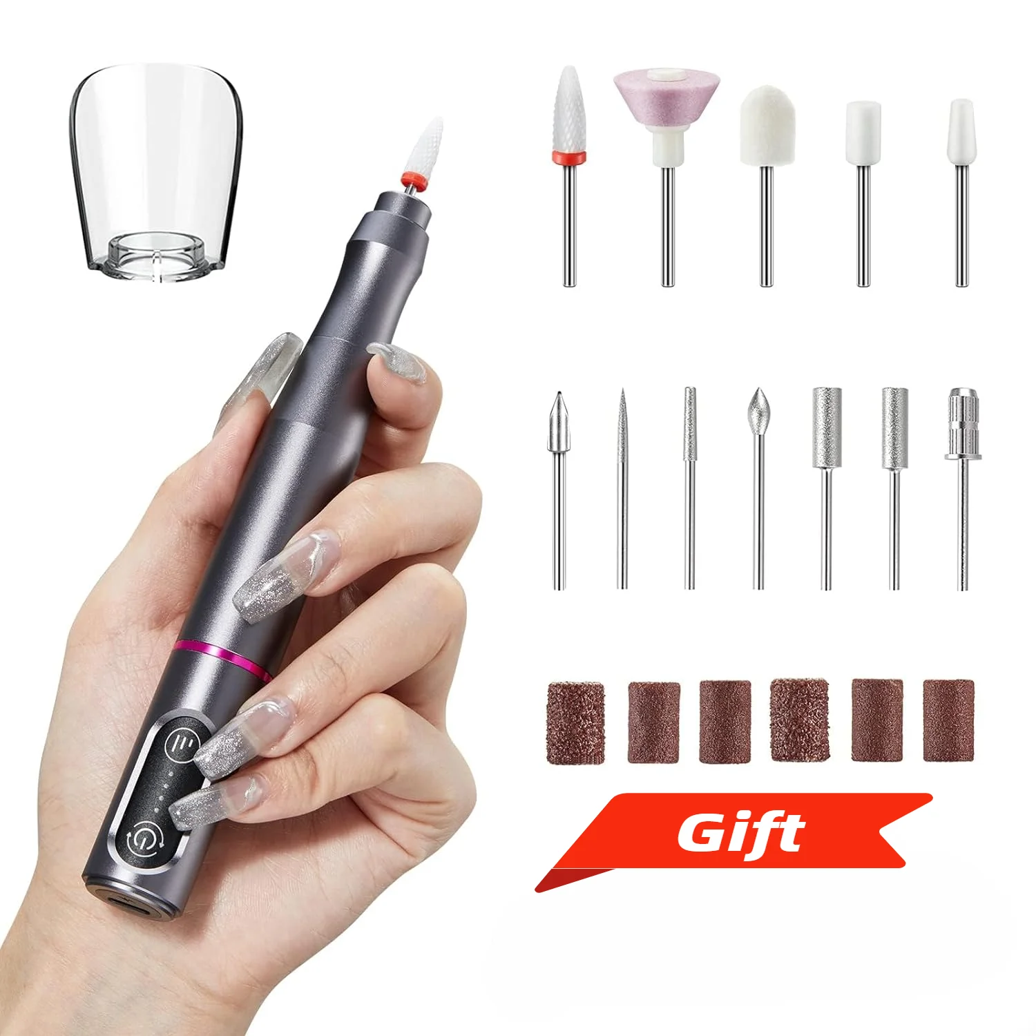 

Professional Electric Nail Rig Cordless Electric Nail File Manicure and Pedicure Kit for Acrylic Gel Nail Polishing and Trimming