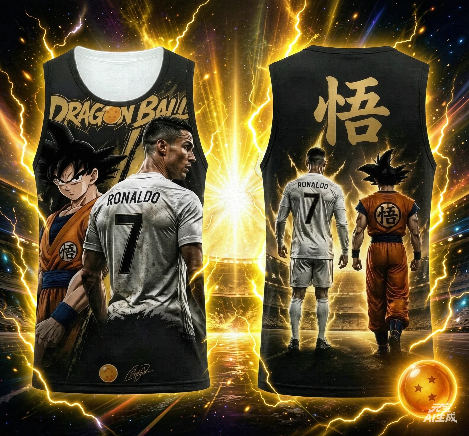26/27 Dragon Ball Wukong Ronaldo 7 3D Printed Anime Football Quick Drying Parent Child Breathable Street Sports Tank Top