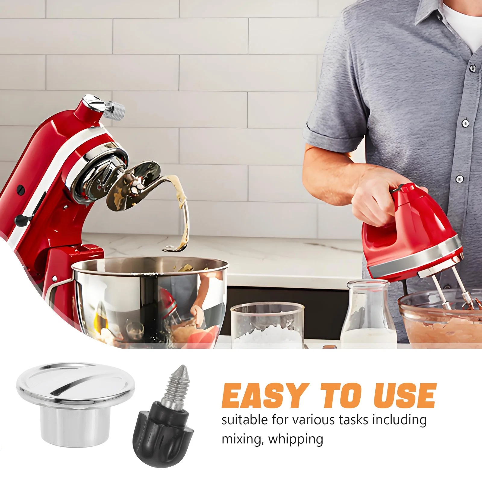 

1Set Fixed Screw Mixer Attachment Knob Thumb Screw Plastic Zinc Alloy Kitchen Mixer Replacement Repair Part Kitchen Accessories