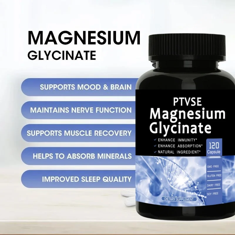 Magnesium Glycinate Supplement  with Zinc,Vitamin D3 B6 High Absorption Support for Women & Men Non-GMO Veggie Capsules