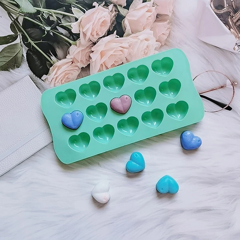 Nuovo stampo per cioccolato in silicone a forma di cuore a 15 fori, gelatina di San Valentino, sapone ghiacciato, caramelle, cioccolato, caramelle, torte, accessori da forno