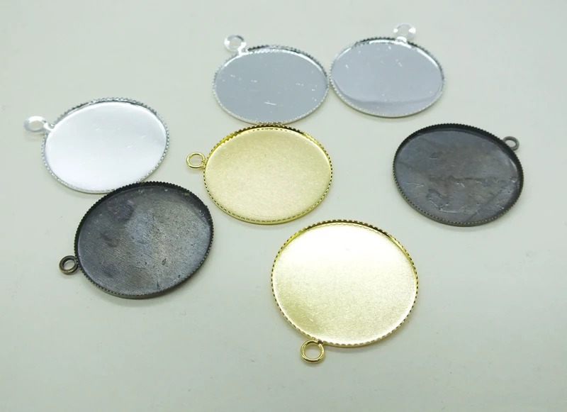 300pcs   20mm  Round Pendant Trays , Silver Plated Round Bezel Pendant Blanks, Blank Cameo Settings