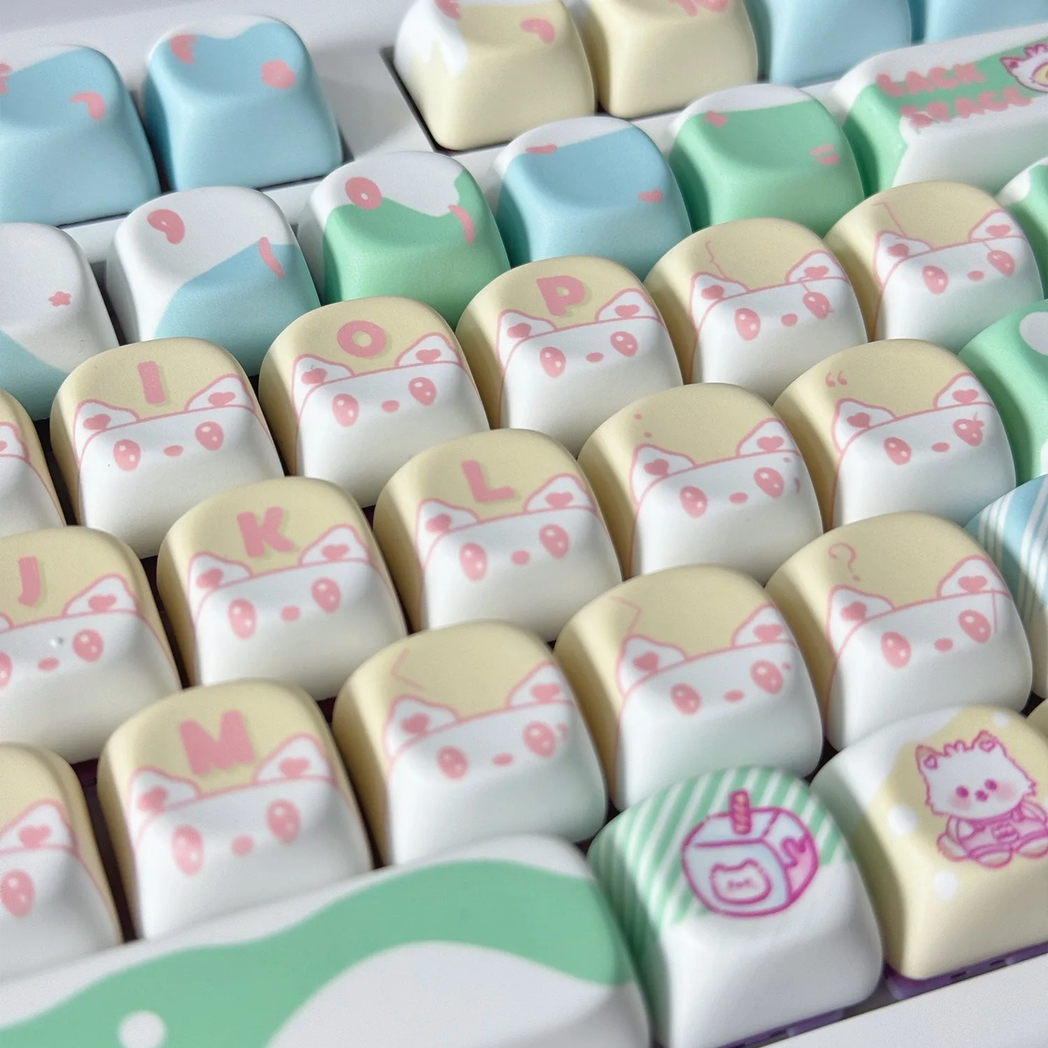 128 Keys Cute Cat Theme Dye Sublimation Keycap PBT MOA Profile Keycaps For Mx Switch Mechanical keyboard Key Caps Custom DIY