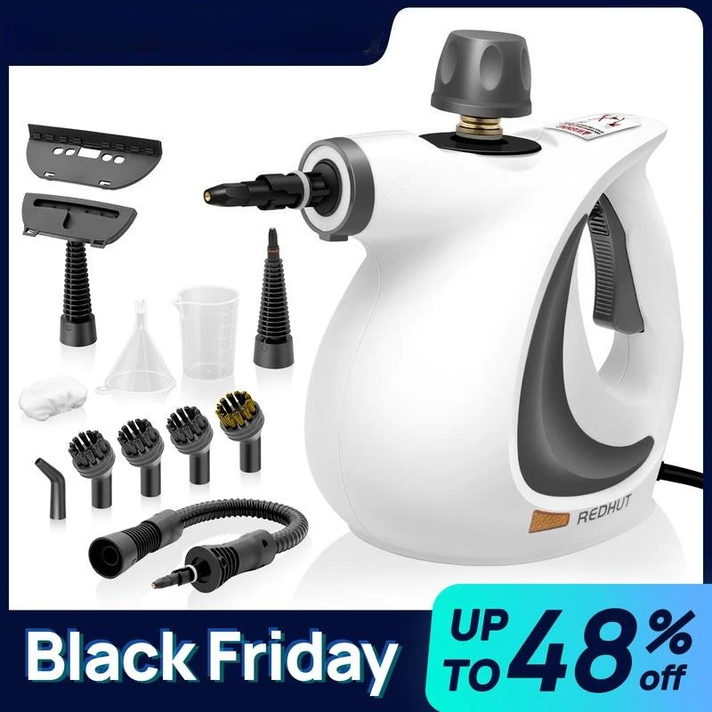 Redhut [2025] Pressurized Handheld Multi-Surface Natural Steam Cleaner with 12 pcs Accessories Powerful, Chemical-Free