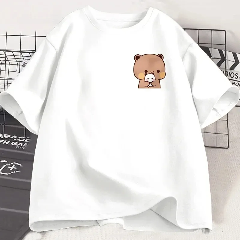 Panda Bear Bubu Dudu and Their Babies T Shirt Fashion Funny Couple T-shirt Women Men Fashion Casual Short Sleeve Tees Clothing