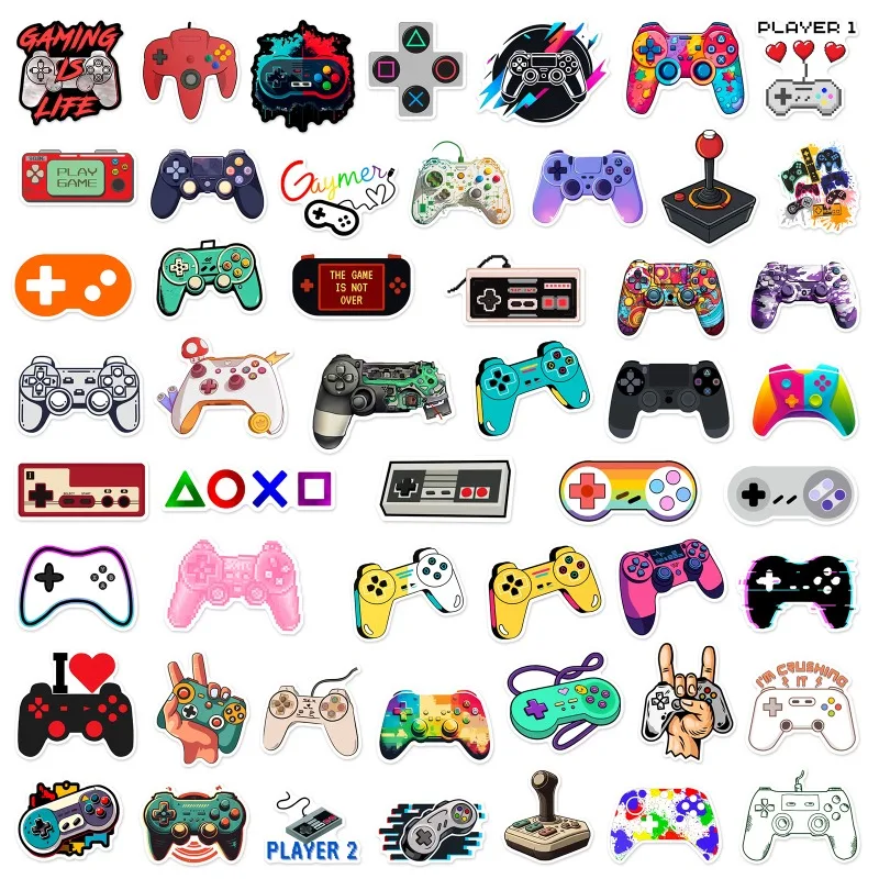 Pegatinas de dibujos animados Vintage para Gamepad, pegatinas de grafiti para juegos, teléfono, portátil, guitarra, casco, equipaje de viaje,
