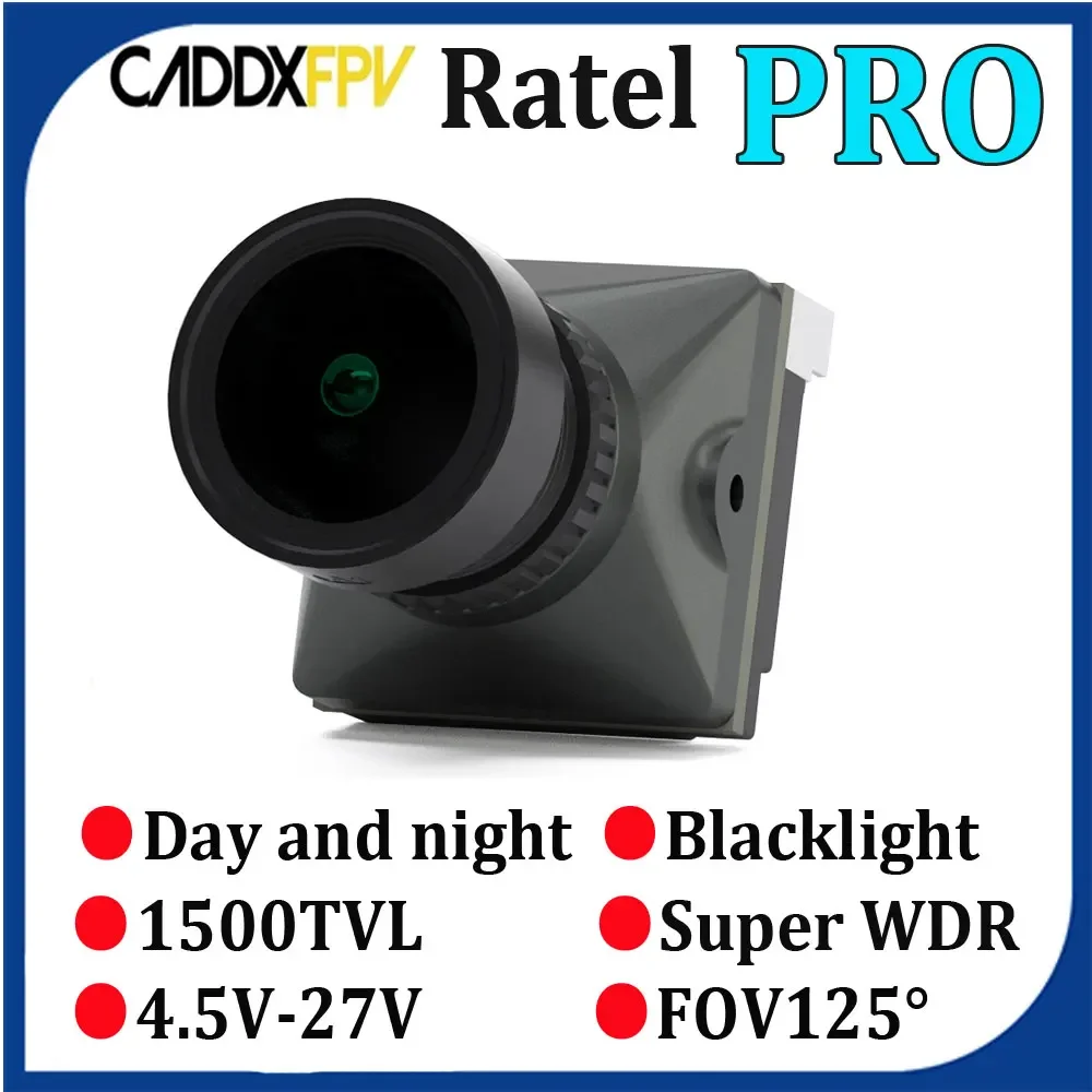 Kamera FPV Caddx Ratel PRO 1500TVL 16:9/4:3 NTSC/PAL FOV125 °   Kamera nocna Blacklight do drona wyścigowego FPV