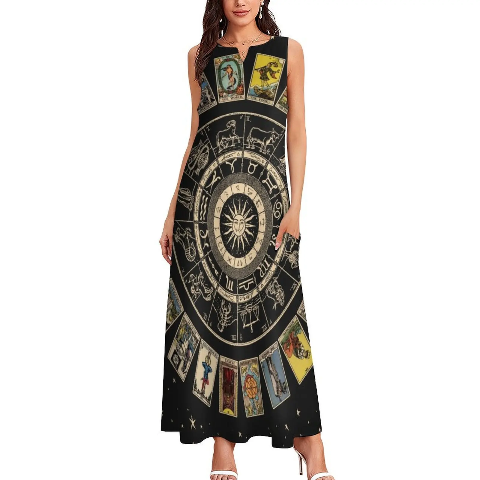 Wheel of the Zodiac, Astrology Chart and the Major Arcana Tarot Long Dress summer dress daily dresses ladies 2025 summer Dress