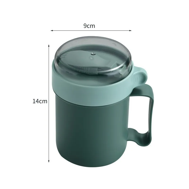 Copo de café da manhã portátil multifuncional copo de aveia cereal porca iogurte caneca lanche micro-ondas com tampa colher lancheira