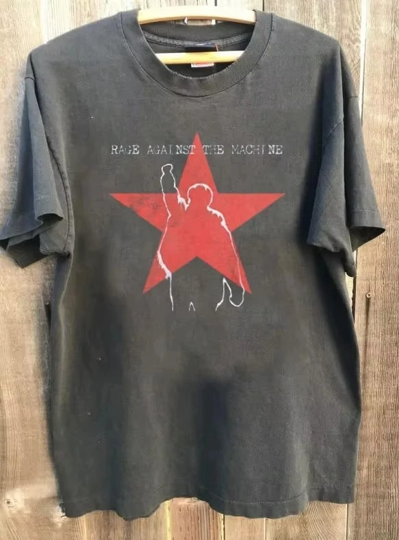 Camiseta gráfica Rage Against the Machine Band Graphic Charcoal, camiseta holgada y transpirable de verano para hombres y mujeres