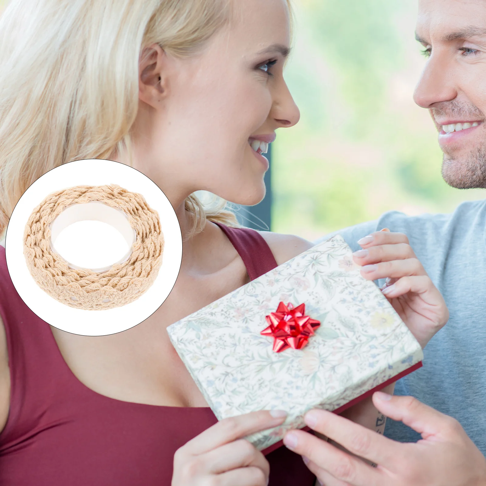 

4 Rolls Self Adhesive Lace Tape Cotton Lace Ribbon Trim Decorative Masking Tape for Craft Scrapbook Wedding DIY Card Making