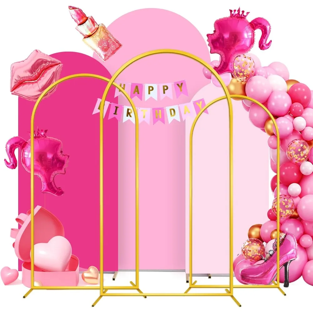 Arch Backdrop Stands with Covers, Wedding Arch Frame Stand with Backdrop Covers and Banner/Confetti for Wedding Birthday