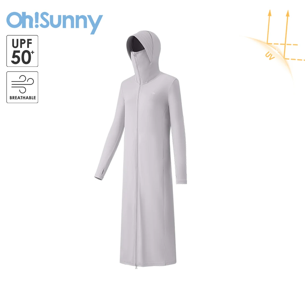 OhSunny Women Long Coat Sun Protection Casual Clothing UPF1000+ Anti-ultraviolet Ice Silk Breathable Windbreak Jackets Outdoors