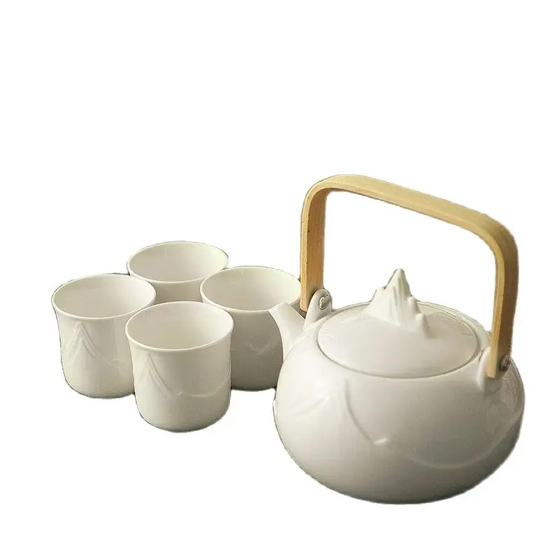 

White Ceramic Tea Set Aesthetic Teaware Chinese Tea Pot and Cup Set Tea Ceremony Filizanki Do Kawy Zestaw Teaware Sets BG50TS