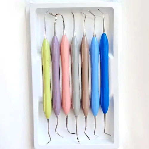 Instrumento restaurador relleno de resina Dental, cuchillo de restauración estética, mango de silicona, herramientas de odontología