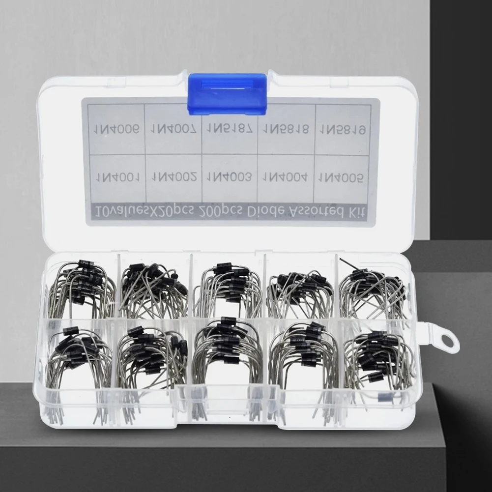 200 قطعة الصمام الثنائي المعدل مجموعة متنوعة 1N5817 1N5818 1N5819 10 قيم متنوعة الثنائيات المعدل مع صندوق المعدل ديود حزمة 5 فولت