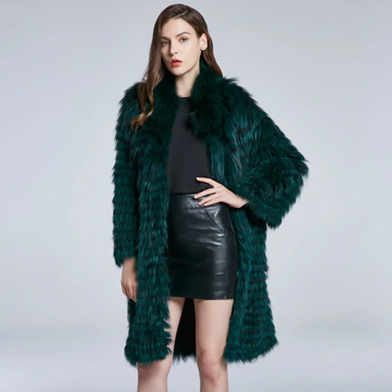 Nouveau Manteau d'herbe en fourrure de renard coloré pour femmes, Style Long