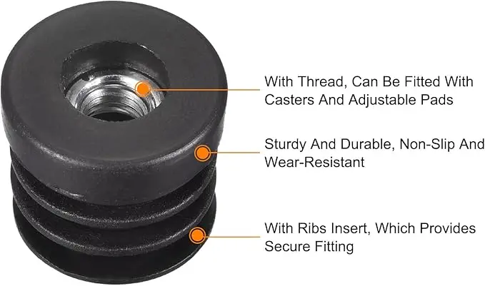 4/10Pcs M6 M8 M10 Black Square/Round Blanking End Caps Pipe Tube Plastic With Nut Hole Cover Furniture Leg Feet Tube Plug - view 5