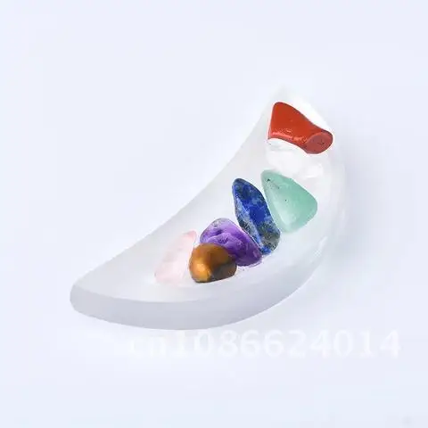 

Healing Crystal Plate Carving Crescent Stone White Gypsum Bowl Ornaments Collection Gift1PC Natural Selenite Seven Chakra Quartz