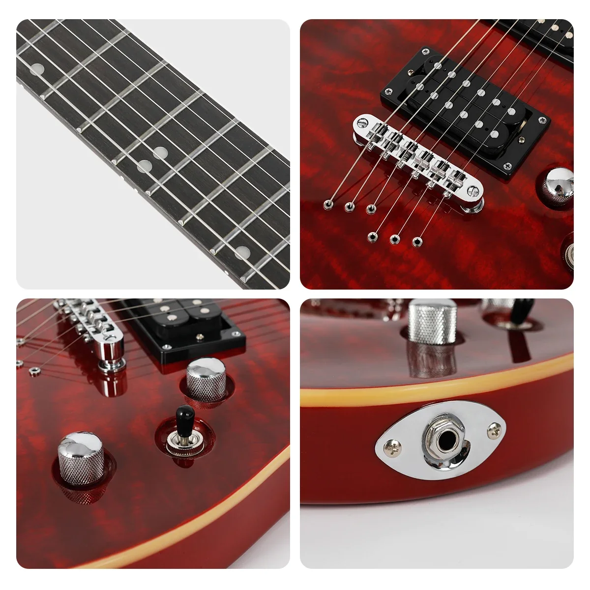 D-170 High Quality Vintage Sting-Through-Body Bridge Flamed Maple Electric Guitar Acoustic Electric Guitarra