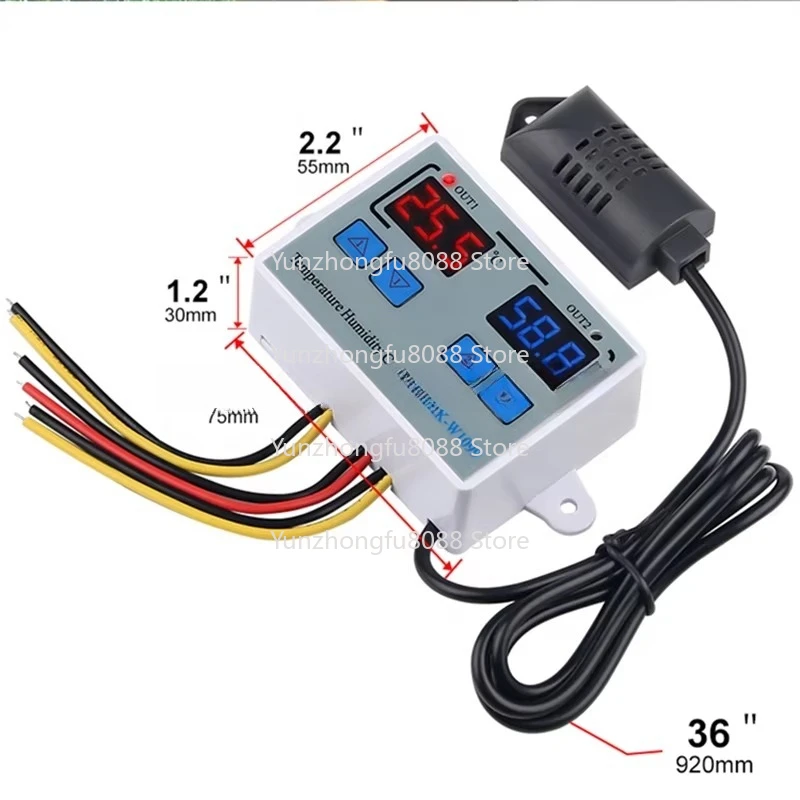 XK-W1099 12V 24V 220V Dual Digital Temperature and Humidity Controller Household Refrigerator  Humidity Hygrometer