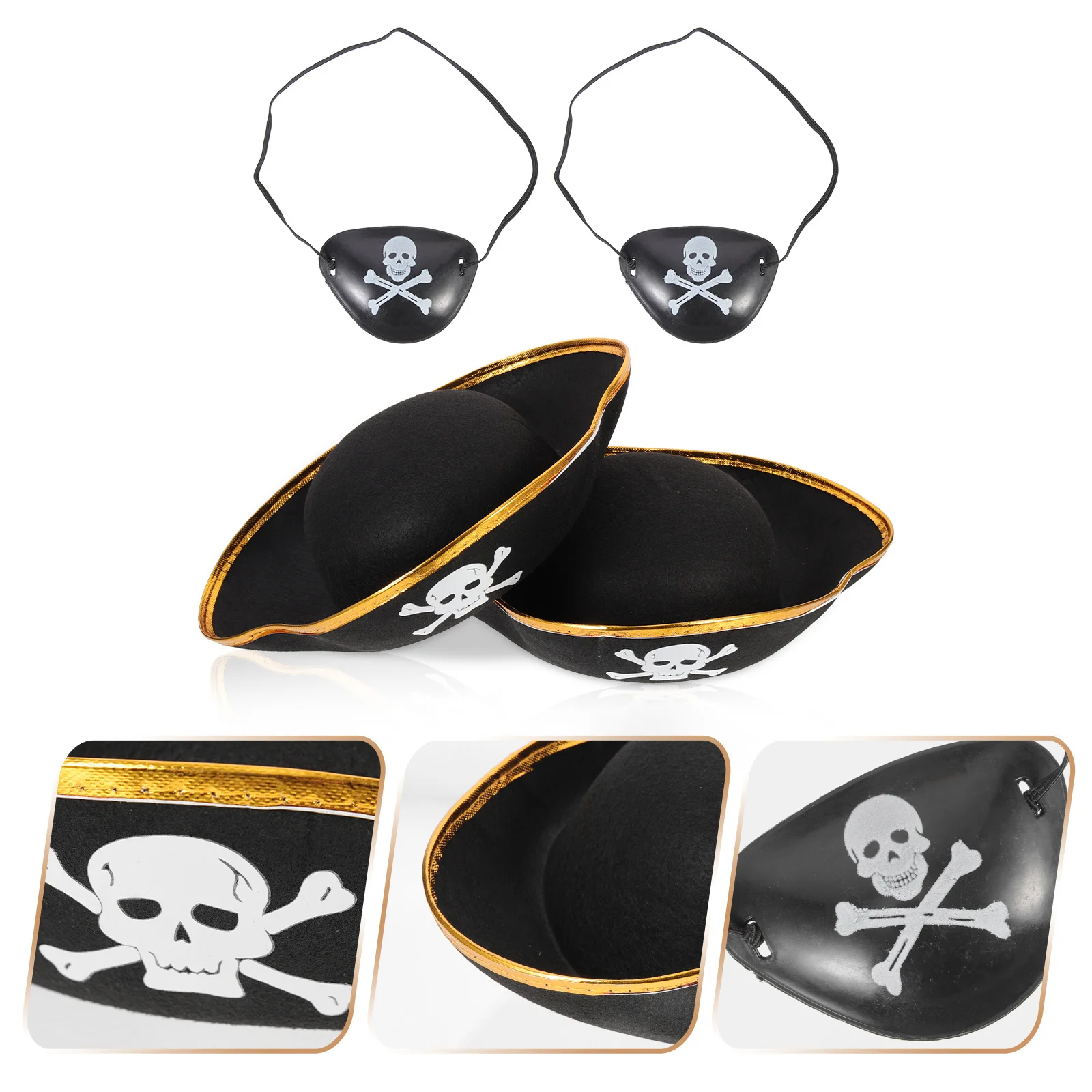 

4Pcs Pirate Captain Hats Skull Design Costume Caps Pirate Party Cosplay Accessories Role Play Theater Eye Patches