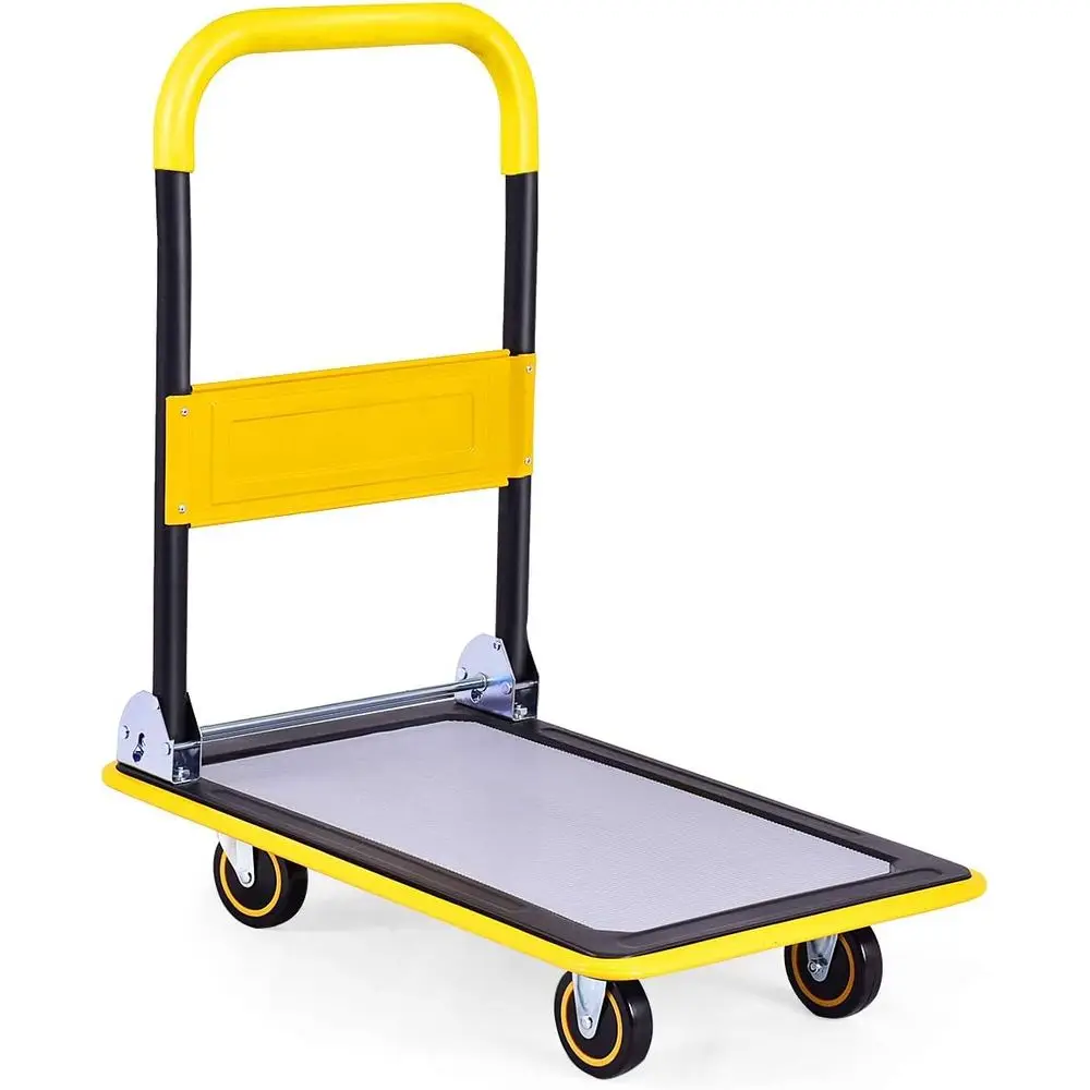 

Portable Yellow Platform Cart with Swivel Casters for Garage and Warehouse Use, 330 lbs Capacity