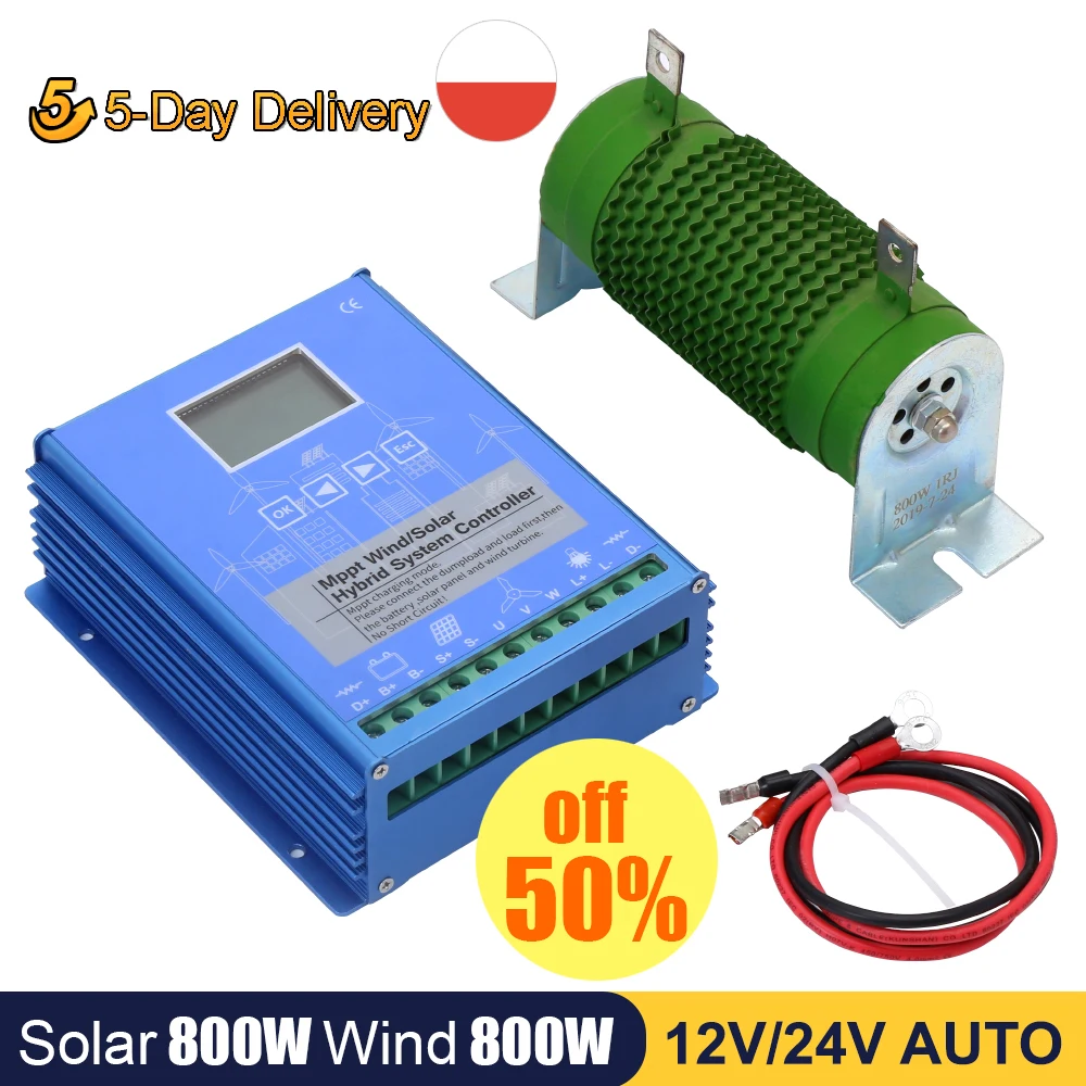 MPPT Wind Solar Hybrid Charge Controller Wind 1200W & Solar 600W 12V 24V Automatic Hybrid Controller With Dump Load Resistor