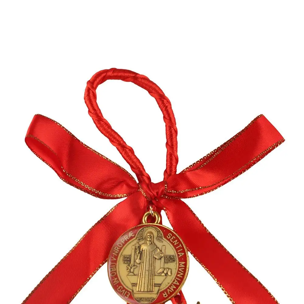 Vintage Saint Benedict Medal Pendant Blessing Alloy Catholic Hanging Ornaments Prayer Catholic San Benito Medalla Cross