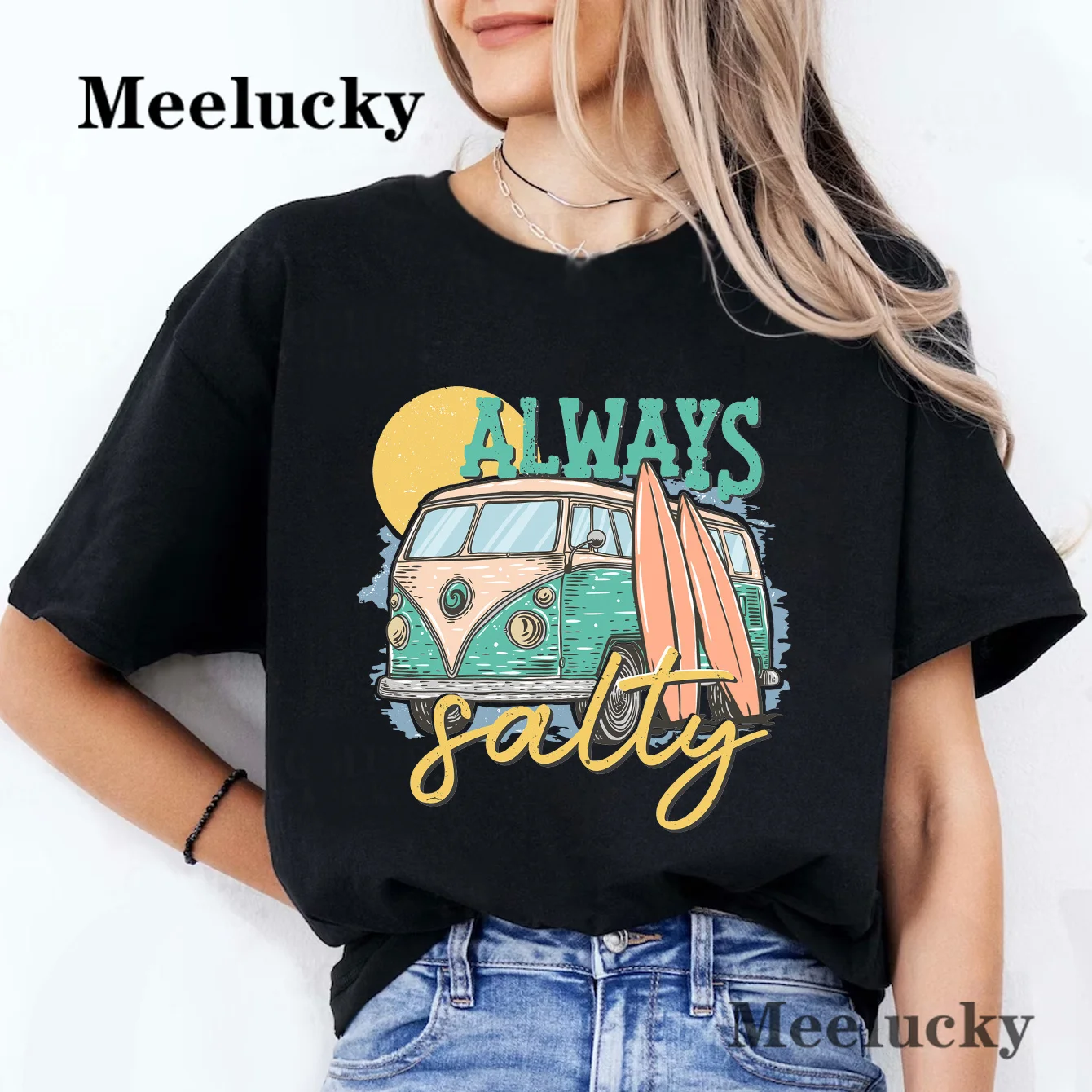 

Always Salty Sunset Letter T-Shirts Vintage Comfortable Clothes Street Creativity T shirt Women Tshirt