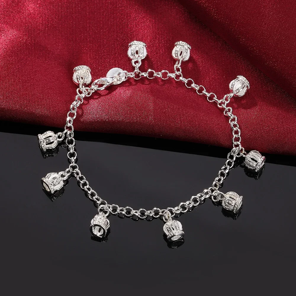 

Charm 925 Sterling Silver Bracelets for Elegant Crown Chain Fashion Wedding Party Christmas Gifts Fine Jewelry
