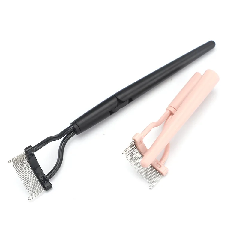 Opvouwbare Wimperborstel Kam Mascara Krul Wimpers Separator Metalen Roestvrij Tanden Rechte Lash Curler Beauty Make-Up Tool