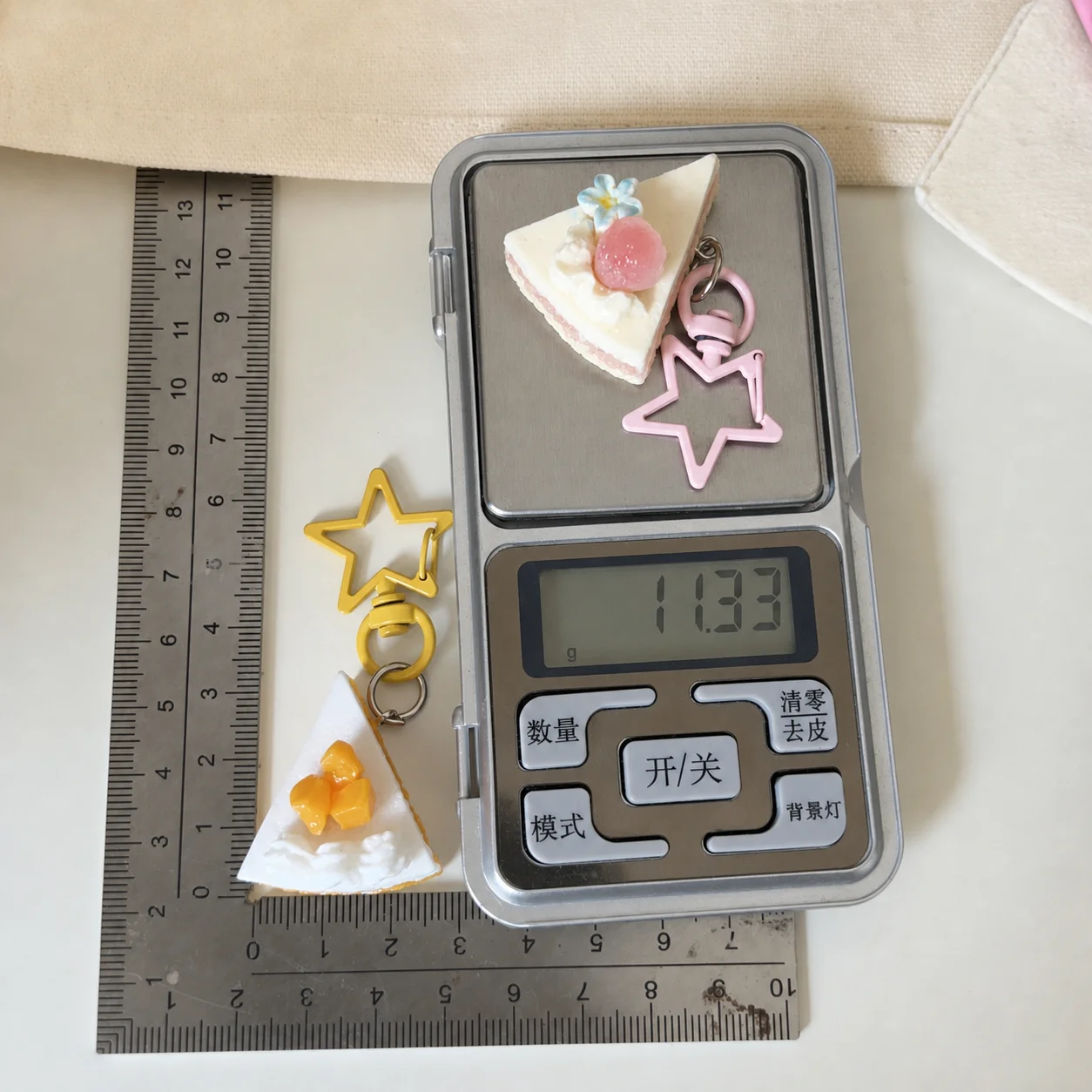 Fruit Cake Pendant Simulated Fake Cake Keychain Resin Cake Pendant Hollow Star For Festival Gift Luggage Accessory Girlish Gift