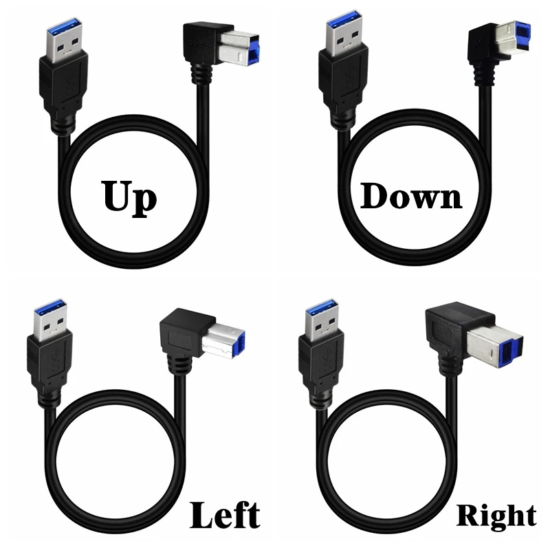 Super vitesse USB 3.0 Câble USB-A Mâle à USB-B 3.0 Mâle 90 Résistant Angeld Type B Câble Remplacement Usb3.0 Transfert de Données Câble rette