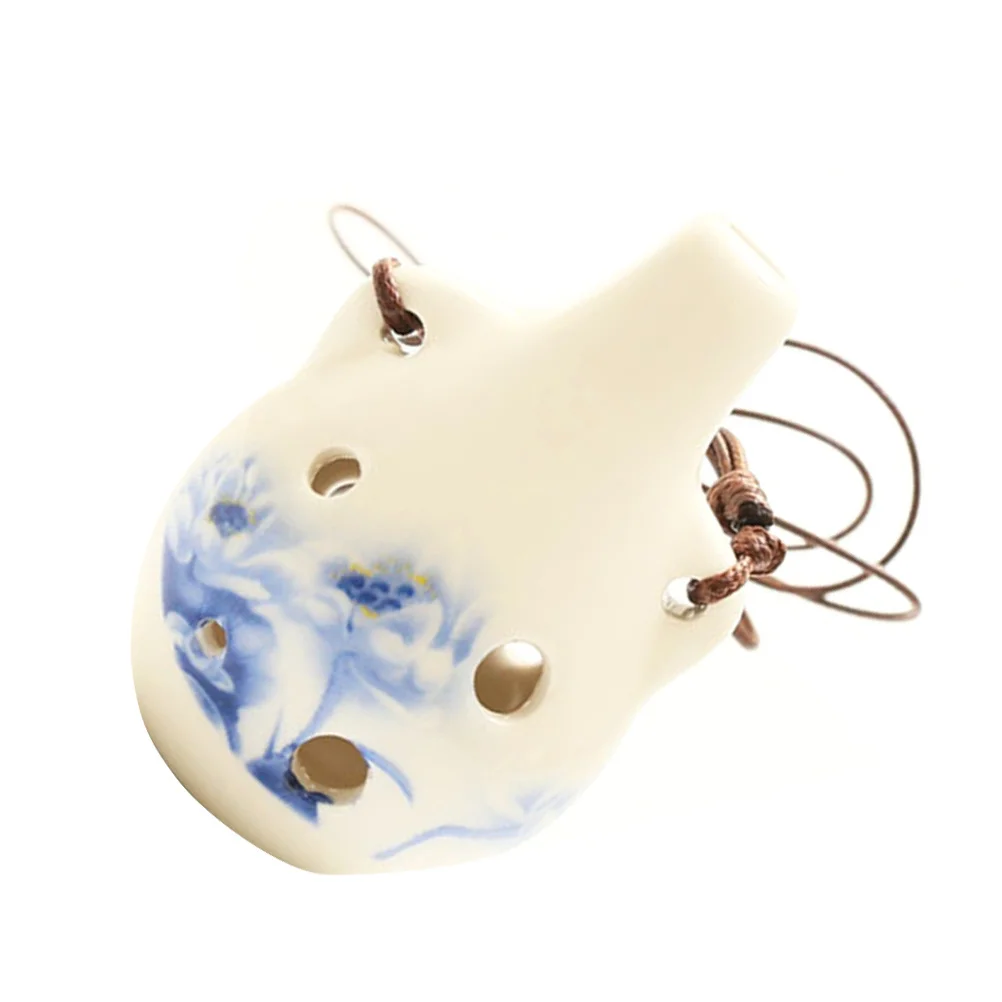 

Beginner 6-Hole Ocarina Made of High-Quality Material Cute Flower-Shaped Practice Instrument for Kids and New Learners Ceramic