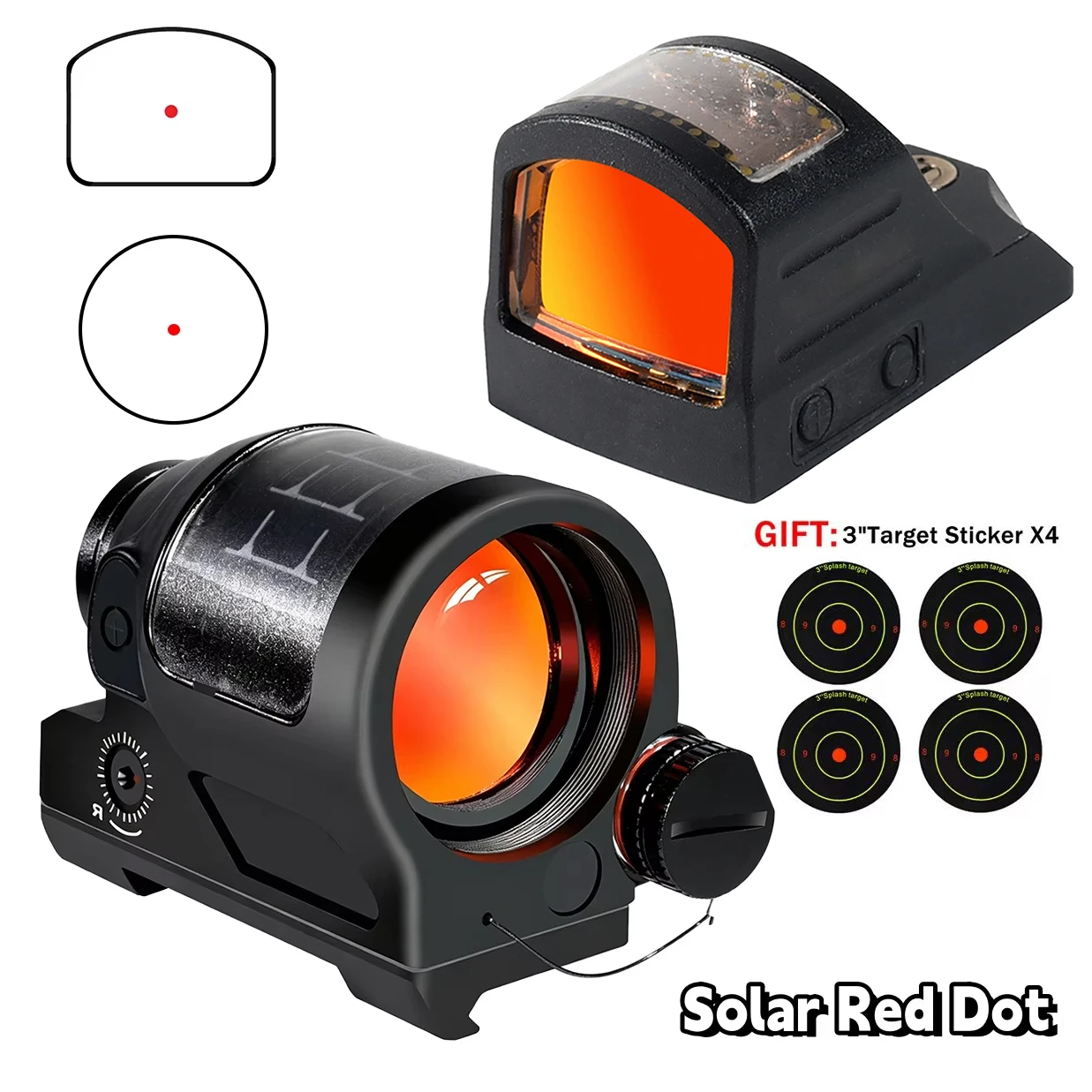HS507C Red Dot Sight Solar Power Sight Hunting Tactical Riflescope Airsoft Sight Reflex Scope Fit 20mm Rail Mount