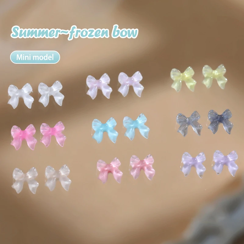 50PCS Bow Nail Charms Decorations Long Bowknot Ornament Kawaii Nail Supplies For Professionals Accessories image 5