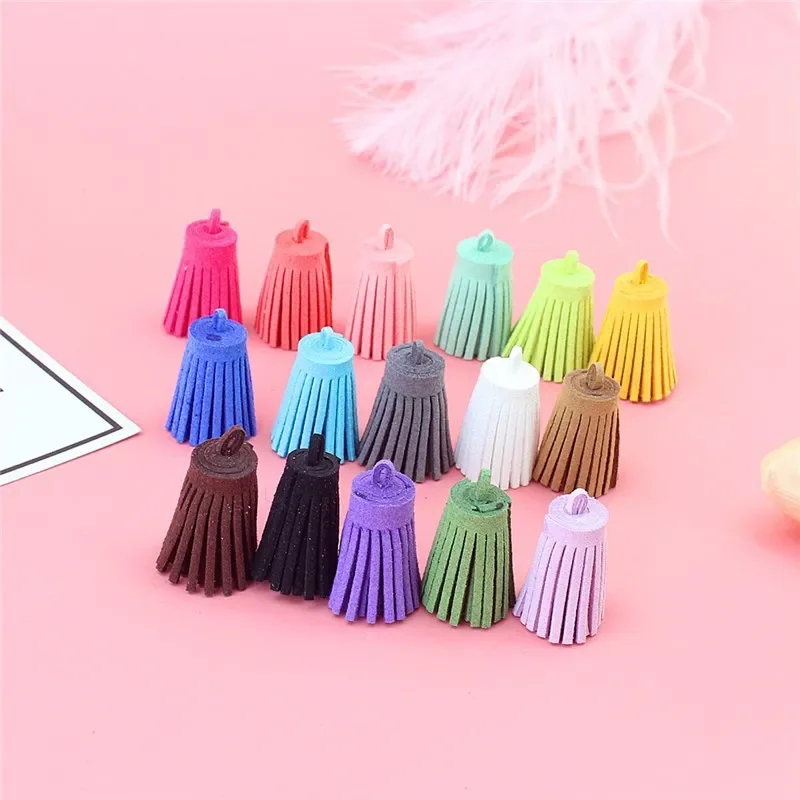 10/20PC 30mm Leather Tassel Fringe Keychain Pendant Strap Jewelry Fiber Fringe Suede Tassel Key Chains For DIY Jewelry Accessory