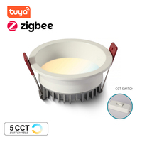Recessed Tuya Zigbee/ 5CCT Switchable/ DALI LED Downlight Black/White Anti-glare Aluminum Dimmable 110/220V Ceiling Lamp